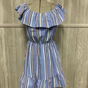 Everly Off The Shoulder Ruffle Stripe Dress Size Small NWT